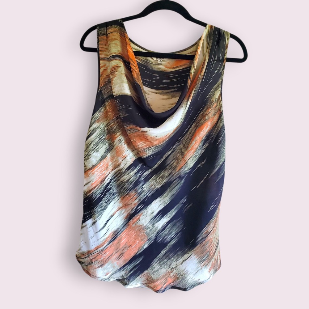 BB Dakota Tank‎ Top Small Brush Stroke Sleeveless Cowl Neck Blouse
